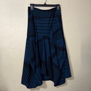 Porto San Fransisco lagenlook layered midi skirt blue and black abstract print